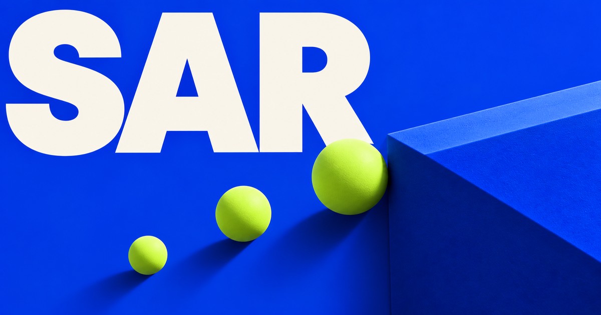 Illustration éditoriale abstraite générée par IA sur « Parabolic SAR : le point bouge sans nouveau sommet ». Ce ne sont pas des cours historiques.
