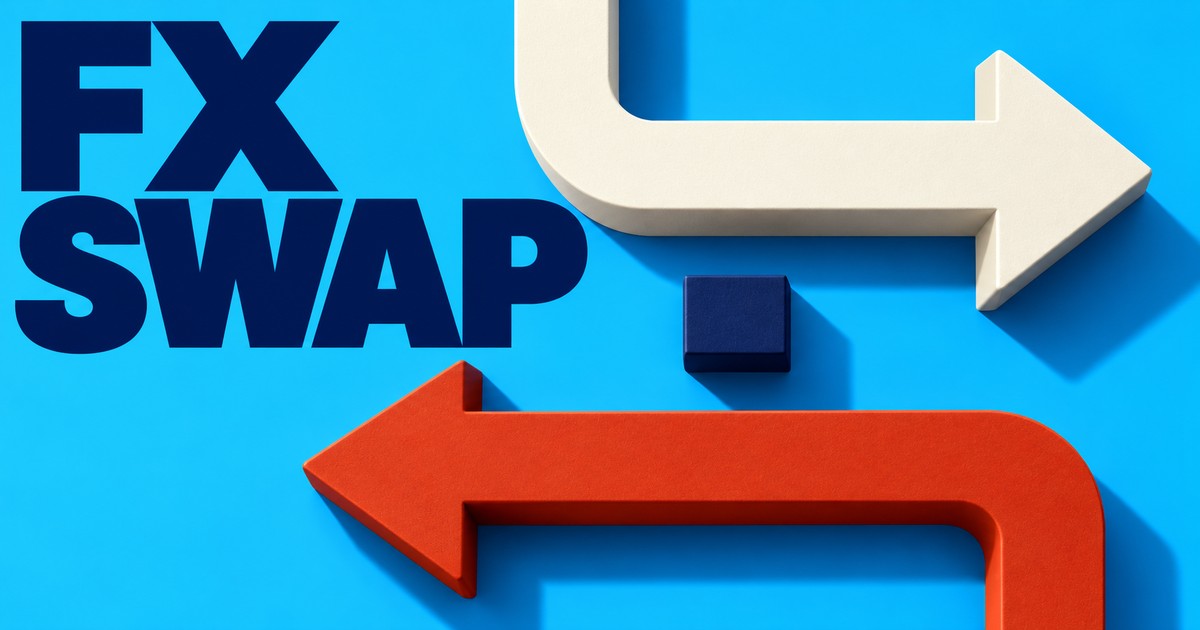 Illustration éditoriale abstraite générée par IA sur « Swap de change : le taux à terme n’est pas le futur cours au comptant ». Ce ne sont pas des cours historiques.